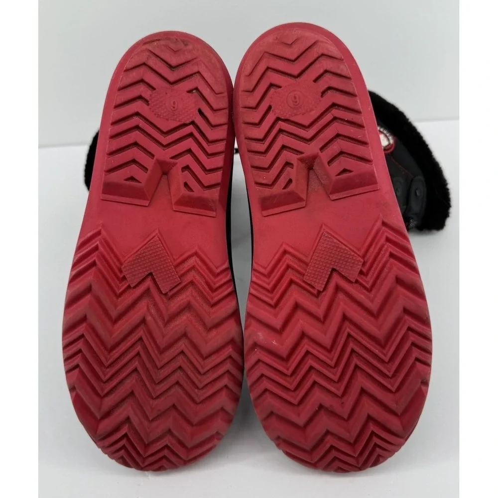 Canada Weather Gear Snow Boots Womens 6M Black Red Faux Fur Insulated Zip - Picture 6 of 10